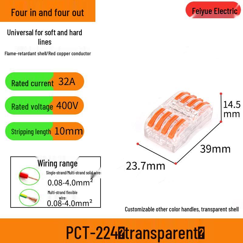 Fiyue PCT-222 Universal Quick Terminal Connector for Hard and Soft Wires