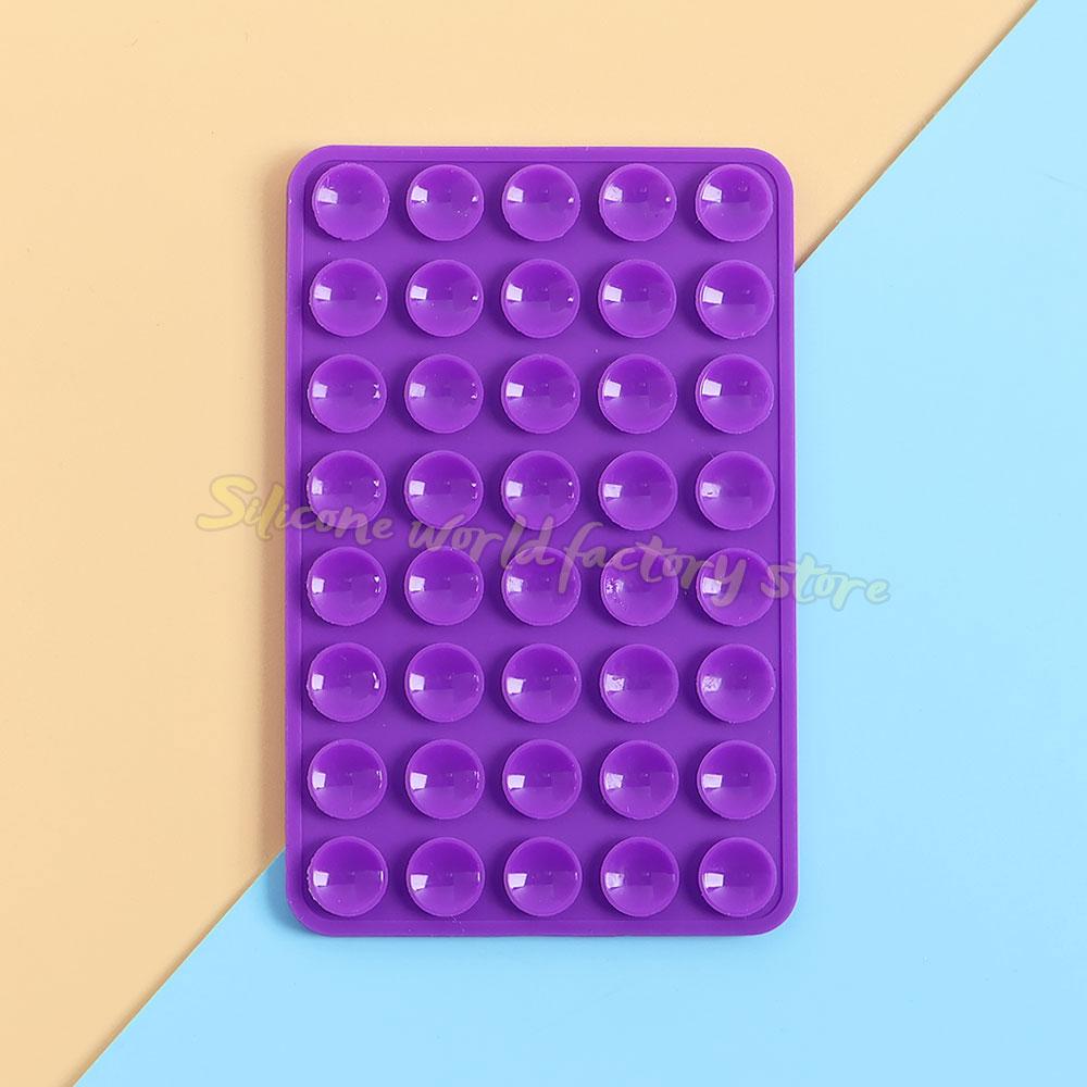 

Silicone World Double-sided Silicone Suction Pad For Mobile Phone Fixed Pad Suction Cup Wall Stand Square Anti-Slip Back Sticker фіолетовий