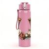 1PC Horseshoe With Floral Wreath 750ml Color Plastic Sports Water Bottle Leakproof Flip Straw Lid Suitable for Sports Office Home Use