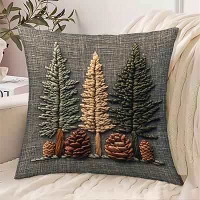 Pine Trees Cushion Covers Chair Living Room Pillowcase Cozy Zipper Sofa Pillow Covers Animal Bedroom Indoor Home Decor