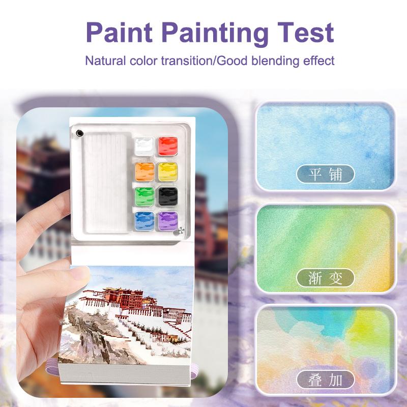 1 Set Mini-Malheft für Schüler Tragbares Taschennotizbuch Skizzen-Aquarellfarben-Palette Set Tragbare Aquarellpalette