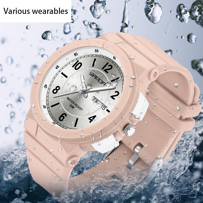 New Style Electronic Form Movement Double Calendar Fashion Trend Personality Male and Female High School Watch