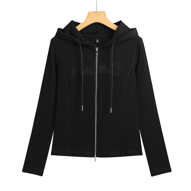 

Women s 2025 Slim-Fit Hooded Long-Sleeve T-Shirt: Spring/Autumn Lightweight Short Jacket Top S