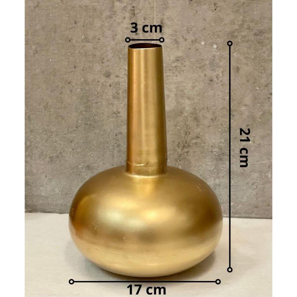 Metall-Blumenvase für Heimdekoration | Wohnzimmer Vintage-Dekor Antik (17 x 17 x 21 cm) (Glänzendes Gold)
