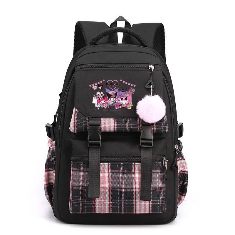 Zaino Anime Kuromi in Nylon Borsa Scolastica per Ragazze Con Fantasie Per Uso Quotidiano
