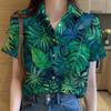 Damenhemden Tropische Blätter 3D-Druck Oberteile Lässig Hawaiianisches Kurzarm Knopfleiste Strandhemd Sommer y2k Damenbekleidung