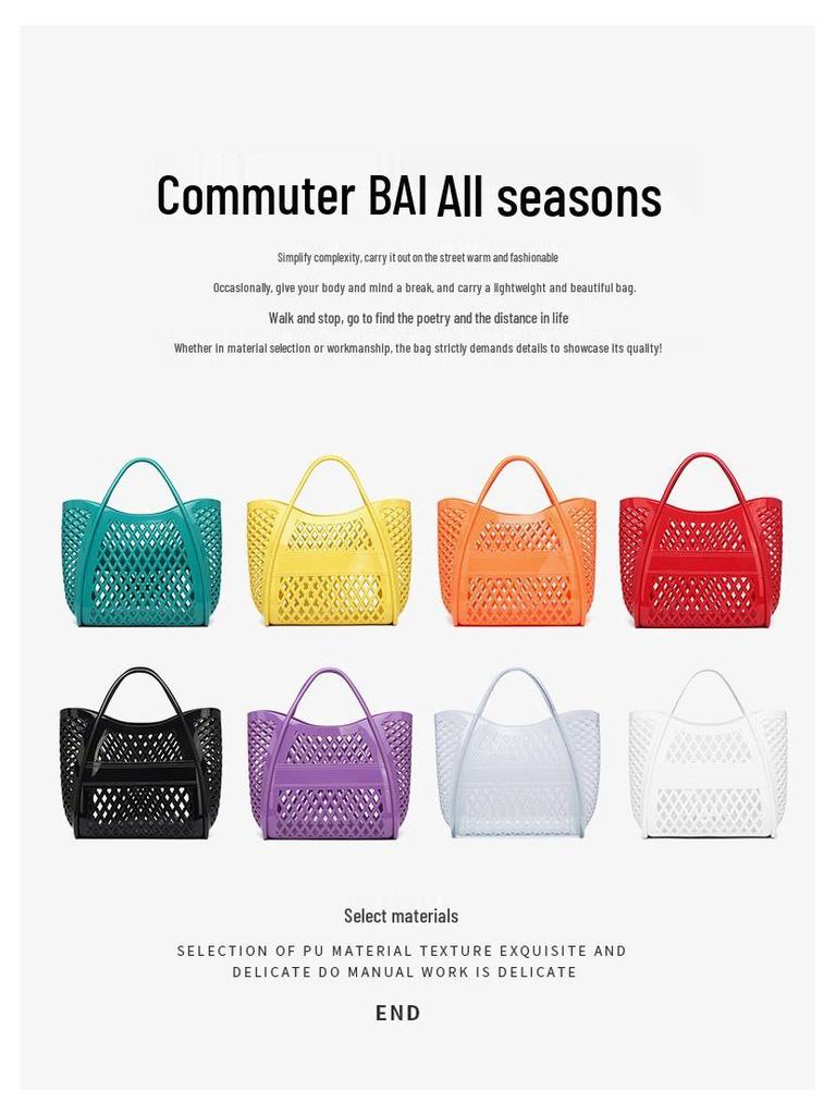 Bolsa de mão de gelatina de silicone: Cesta Versátil Vazada para Piqueniques, Compras, Praia e Banho