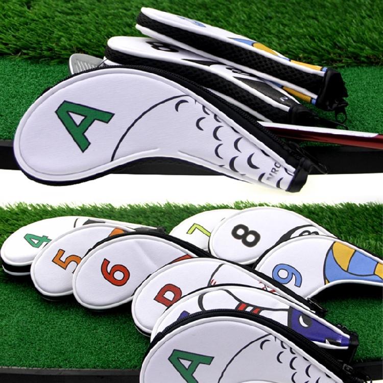 9pcs Golf Iron Head Protective Cover with Zipper Waterproof Golf Iron Head Cover Golf Accessories Gift for Golfers