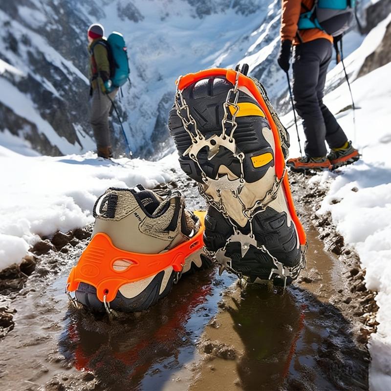 Outdoor Winter Snow Spikes Crampons Cleats Chain Claws Grips Boot Cover Ice Gripper Spikes Outdoor 19 Tooth Ice Claws