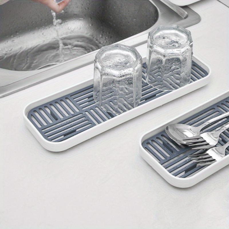 

1pc Kitchen Dishcloth, Sponge Drain Rack, Sink Edge Storage Shelf, Narrow Cloth, Small Steel Wire Ball Tray Basket dark gray