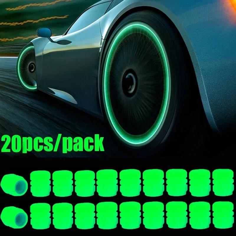4/20PCS Luminous Car Tire Valve Cap Fluorescent Night Glowing Decor Motorcycle Bike Wheel Nozzle Dustproof Tyre Valve Stem Caps Stem Caps1