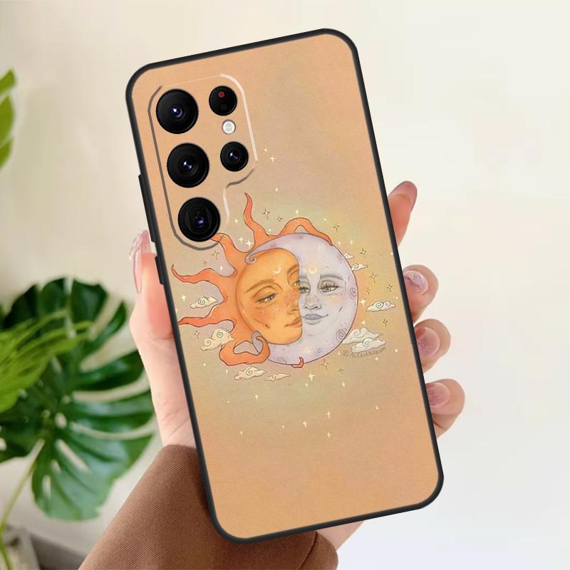 Sun Moon Aesthetic Soft Case For Samsung Galaxy S21 S22 S23 S24 S25 Ultra S9 S10 Plus S20 FE S24 FE Phone Cover