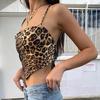 Leopard Muster Frauen Tank Tops Backless Sexy Rave Outfits Ärmel Kreuz Spitze Up Bralette Crop Top Sommer Streetwea