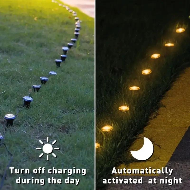 Solar LED Garden Pathway Light 15/30LEDs 8 Modes Outdoor Waterproof Lawn Lamp for Camping Weddings Christmas Holiday Lighting