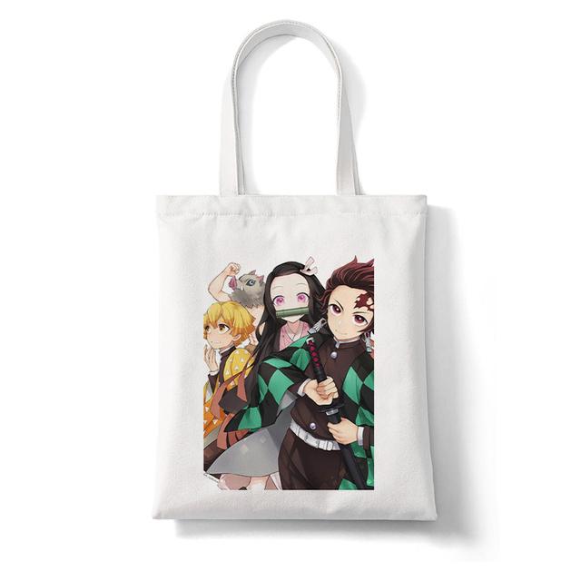 Demon Slayer Japan Anime Kimetsu No Yaiba Kamado Tanjirou Kabelky Taška cez rameno Nákupná kabelka Vysokokapacitná dámska plátená taška