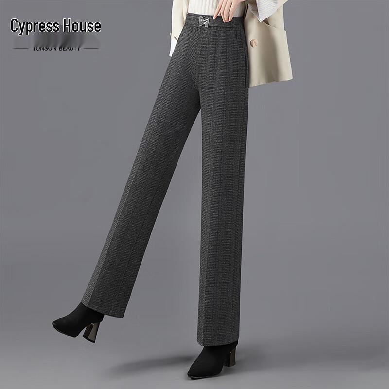 

Women s Elastic High-Waist Wide-Leg Straight Pants L