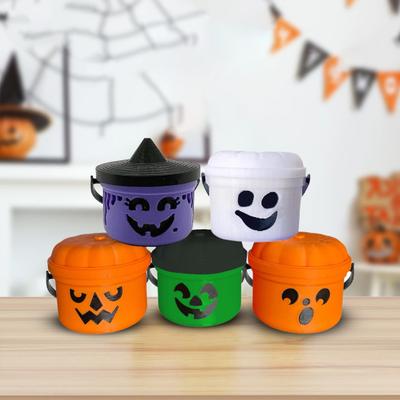 Yousheng Halloween Candy Bucket Mini Trick or Treat Candy Holder with Handle Small Pumpkin Ghost Bucket for Halloween Party Supplies