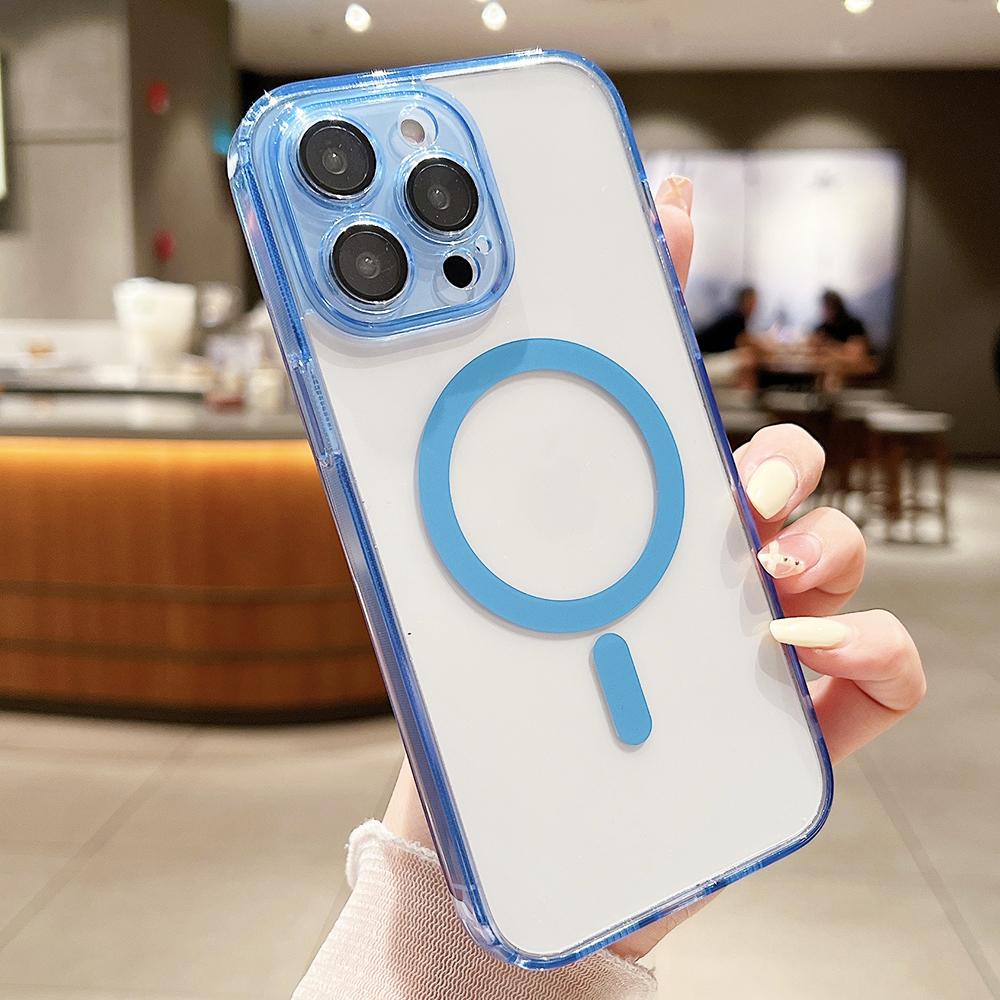 Transparent Magnetic Magsafe Case For iPhone 17 Air 16 15 14 13 12 11 Pro Max Plus Candy Color Hybrid Hard Soft Tpu Shell