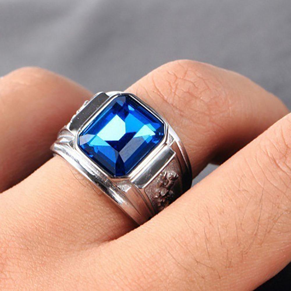 WOSIKATE 18K Gold Plated Domineering Dragon Pattern Ring For Men Vintage Square Zirconia Index Finger Ring Fashion Jewellery
