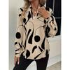 Women's Printed Cut-out Collar Casual Long Sleeve Shirt Top