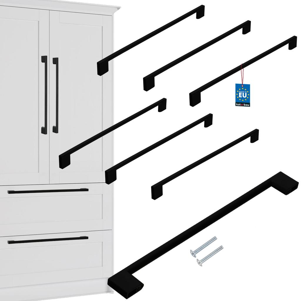 KOTARBAU® Kitchen Furniture Handle Classic Modern Oblong Long Matte Black 358 MM Spacing 320 MM Set of 6