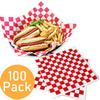 100 Sheets Checkered Dry Waxed Deli Paper Sheets Paper Liners 12" X 12" for Plastic Food Basket Wrapping Bread and Sandwiches