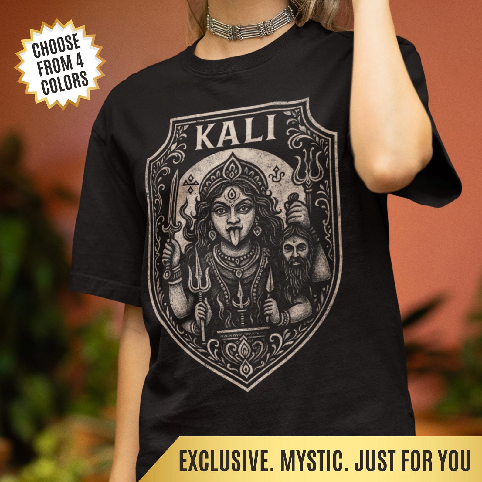 Kali Hindu Goddess T-Shirt Spiritual Gift for Mystics, Divine Feminine Meditation Shirt, Kali Ma T-Shirt, Warrior Goddess Top, Tantric Tee XL