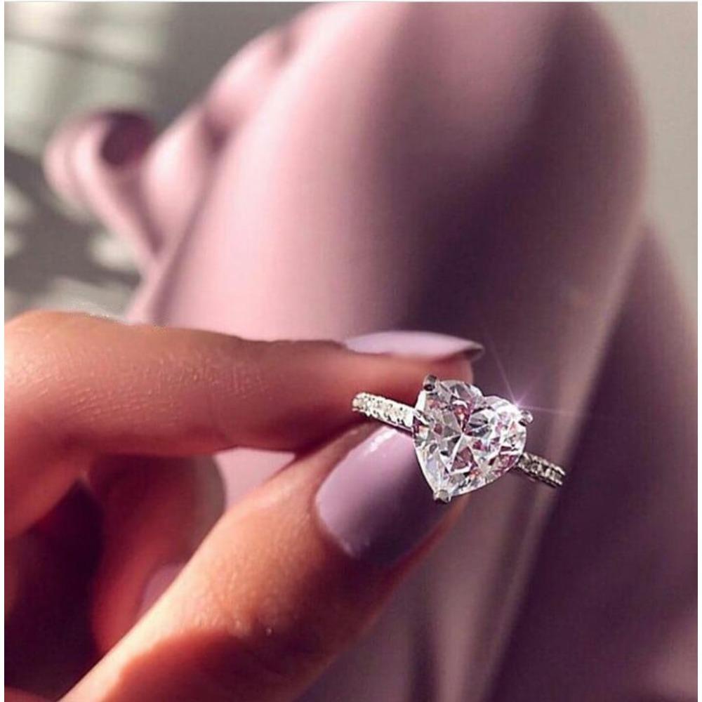 

Elegant Heart Shaped Zircon Ring for Women Perfect for Engagement Party and Wedding Jewelry Gift No. 5 платиновый