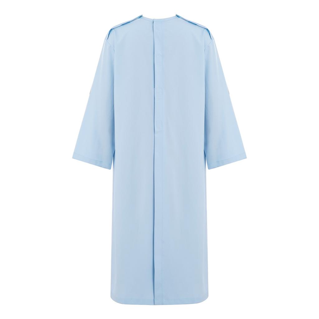 Kids Adaptive Nursing Gown Long Sleeve Back Split Hook-Loop Fastener with Pocket for Special Needs Patients