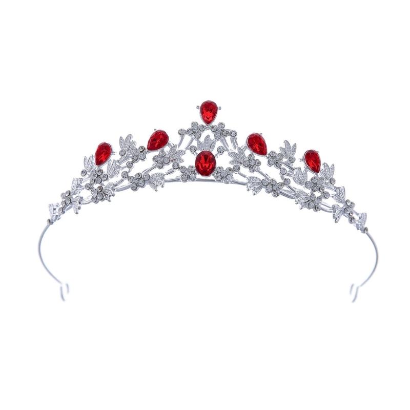 

Сверкающая Свадебная Корона с Ослепительными Стразами Кристальный Дизайн Удобная Сплавная Конструкция Металлическое Украшение на Голову для Повседневного Использования красный