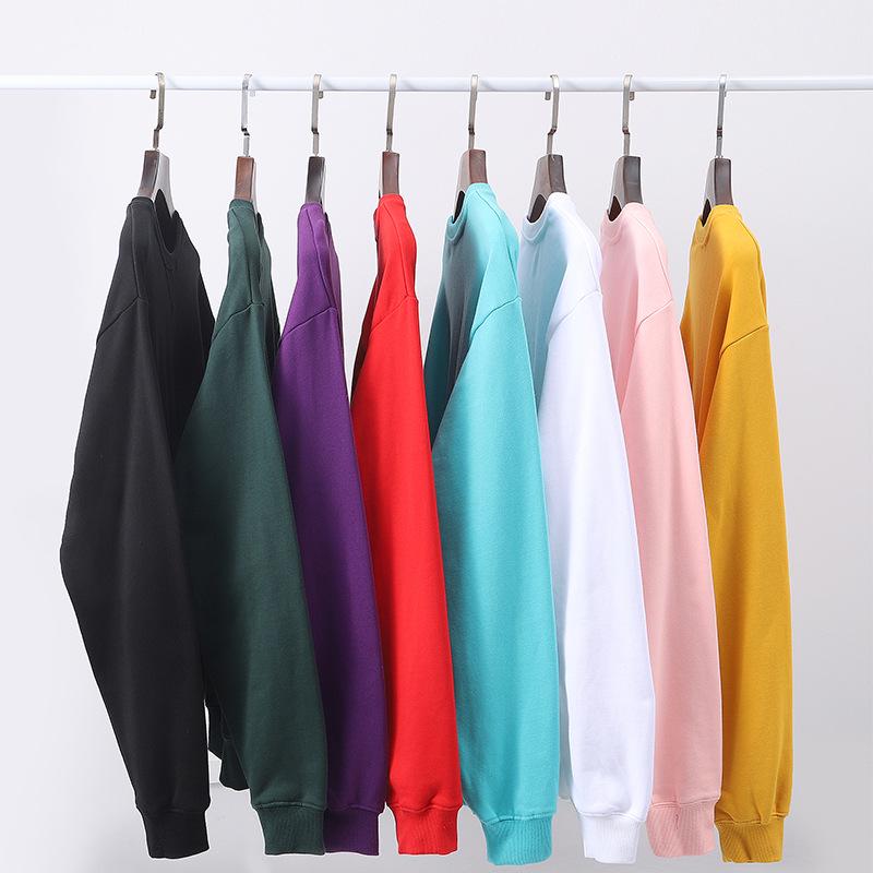 Felpa Girocollo Oversize Pesante da 380g in Puro Cotone, Colore Unito, Stile Primavera/Autunno, con Logo/Testo Personalizzato Stampato.