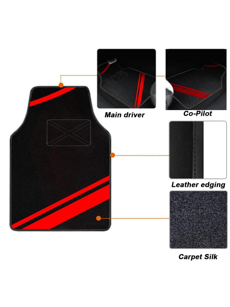 4 Stück Universelle Auto-Fußmatten Wasserdichte Teppiche Automobil-Innenraum Auto-Matten Komplettes Set Linkslenker