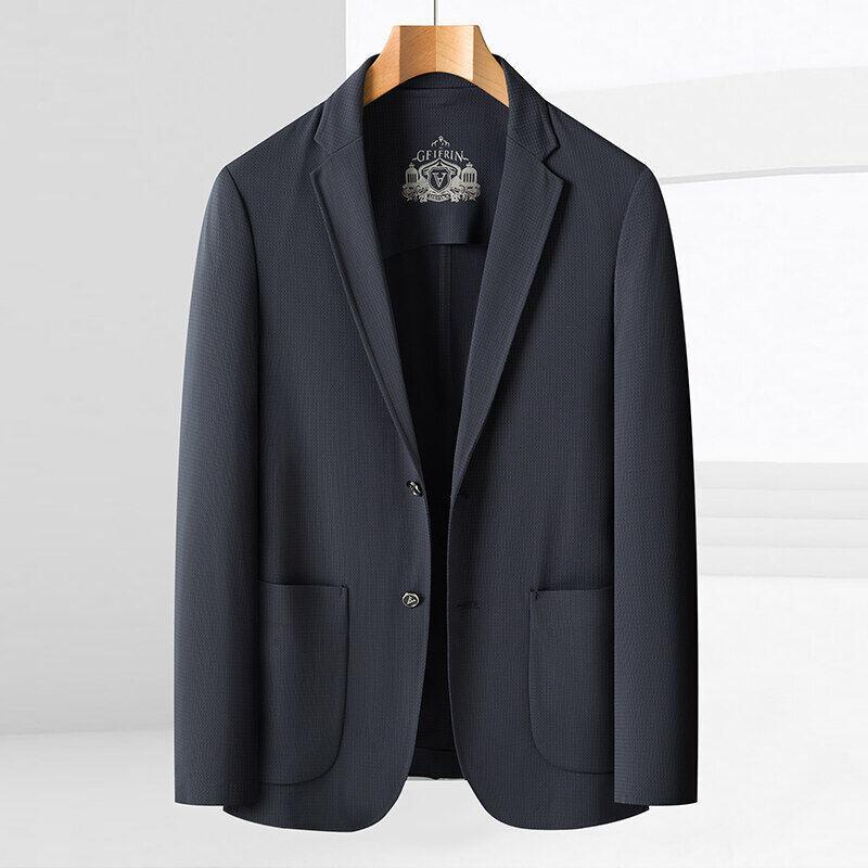 

Модный мужской костюм из ледяного шелка, легкая роскошь, бесшовный, высокого класса, деловой кэжуал, пиджак высокого класса, весна-лето 4XL