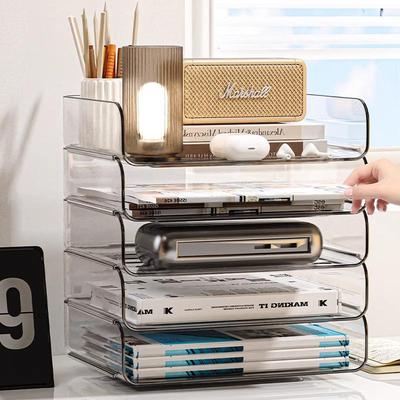 Acrylic A4 Desk Organizer: Transparent File & Book Storage Rack
