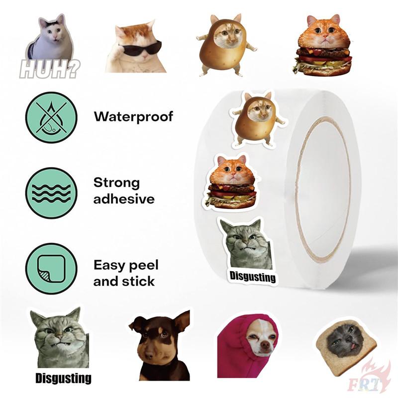 500Pcs/Roll Kuso Funny Animal Emoji - Cat & Dog Kids Rewards Stickers - DIY Scrapbooks Album Decor Sealing Label Decals