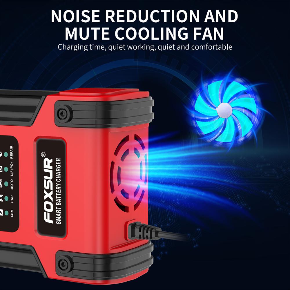 12V 24V Car Battery Charger Auto Lithium AGM GEL Lead-Acid Batteries 7-Stage Automatic Repair LCD Power Adapte