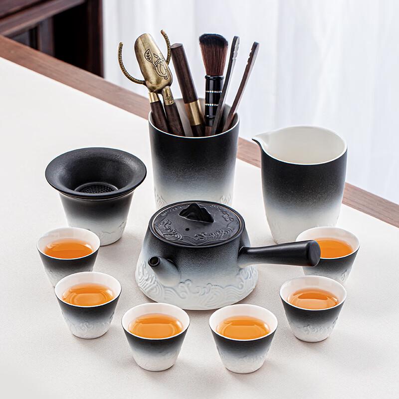 Leinuo Gradient Black Wave Side Handle Teapot Set