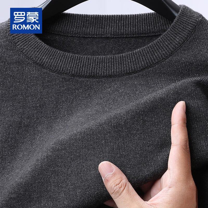 ROMON Men's Loose Fit Round Neck Knit Sweater