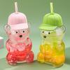 Gobelet d'apprentissage en forme d'ours avec couvercle à paille 600 ml Joli gobelet en verre pour café glacé, thé au lait, jus Lavable au lave-vaisselle Réutilisable Tasse froide pour la maison, le bureau, les voyages
