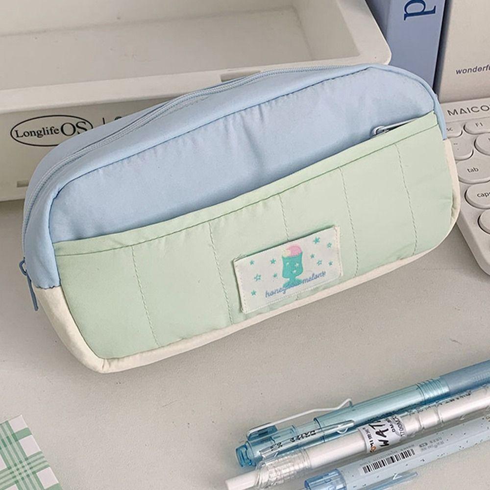 Large Capacity Pencil Pouch 2-Layer Stationery Bag Portable Pen Bag  Students