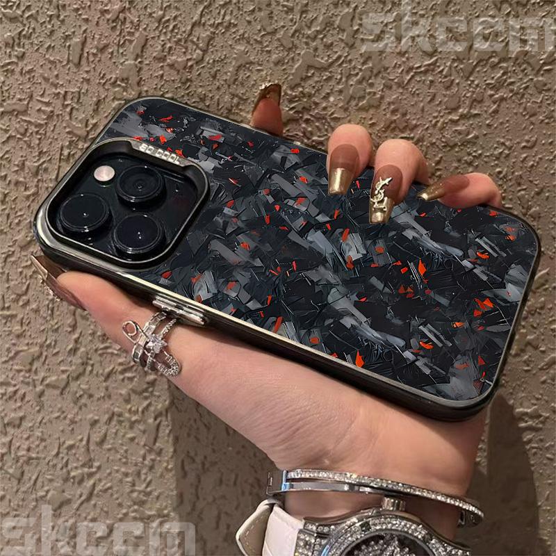 Cooles Carbonfaser-Muster Mattes Hartes Handyhülle Für iPhone 16 16E 15 14 13 12 11 Pro Max XS XR 8 7 Plus Stoßfest Galvanisiertes Cover