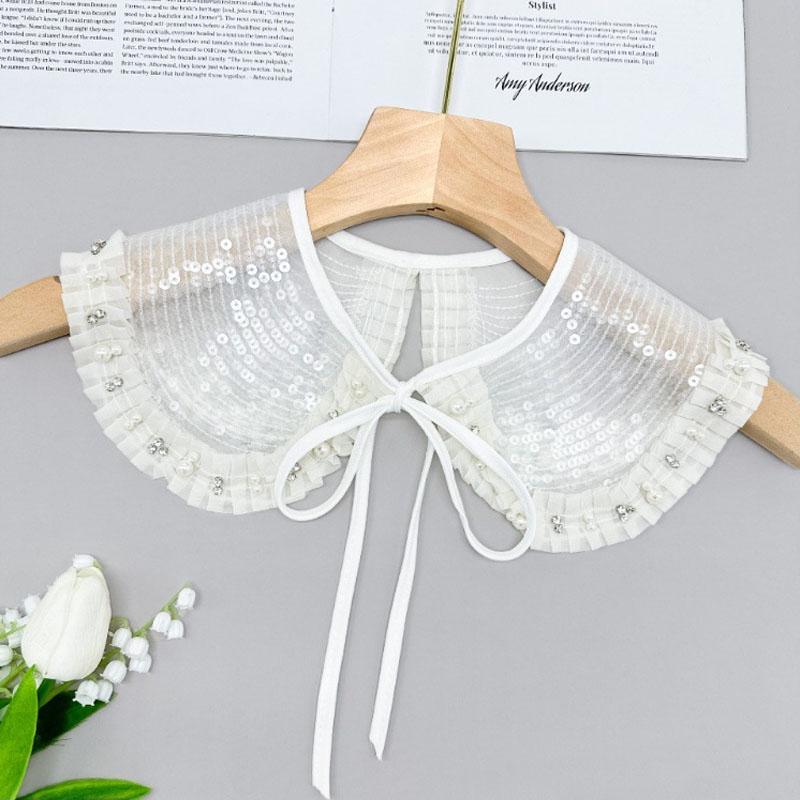 Perfect Match Pink Women Scarf Shawl Detachable Collar Tie Necklace Embroidery Lapel Fake False Collar Woman Lace Tie Neckwear Nep Kraagie