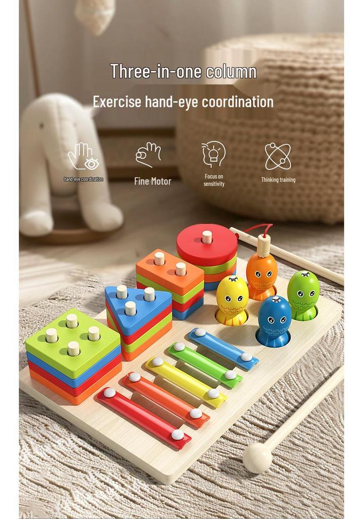 Magnetic Fishing & Shape Matching Piano: 3-in-1 Early Education Toy for Kids