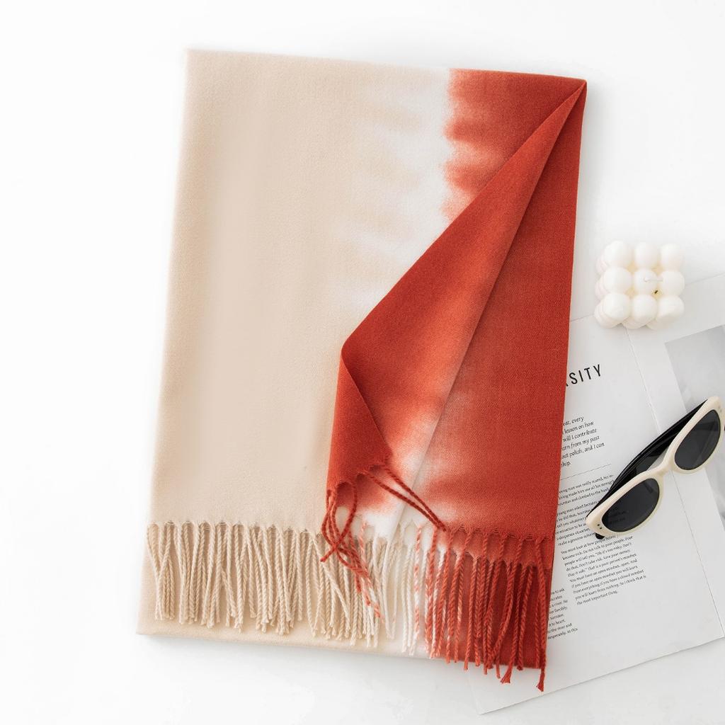 Winter Women Scarves Long Warm Gradient Imitaion Cashmere Hijab Solid Lady Shawl Wrap Female Pashmina Bandana Head Scarf