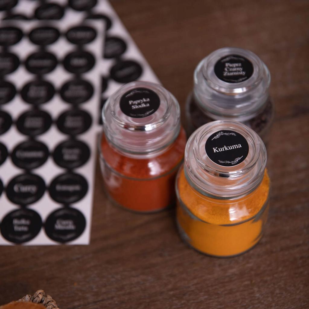 20X Spice Jar Herbs Gift Jars 205ML + 252 Stickers
