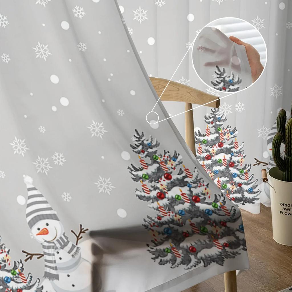 Schneeflocke Grau Schneemann Weihnachtsbaum Garn Vorhang Fenster Tüll Vorhänge Für Wohnzimmer Küche Fenster Sheer Voile Vorhänge