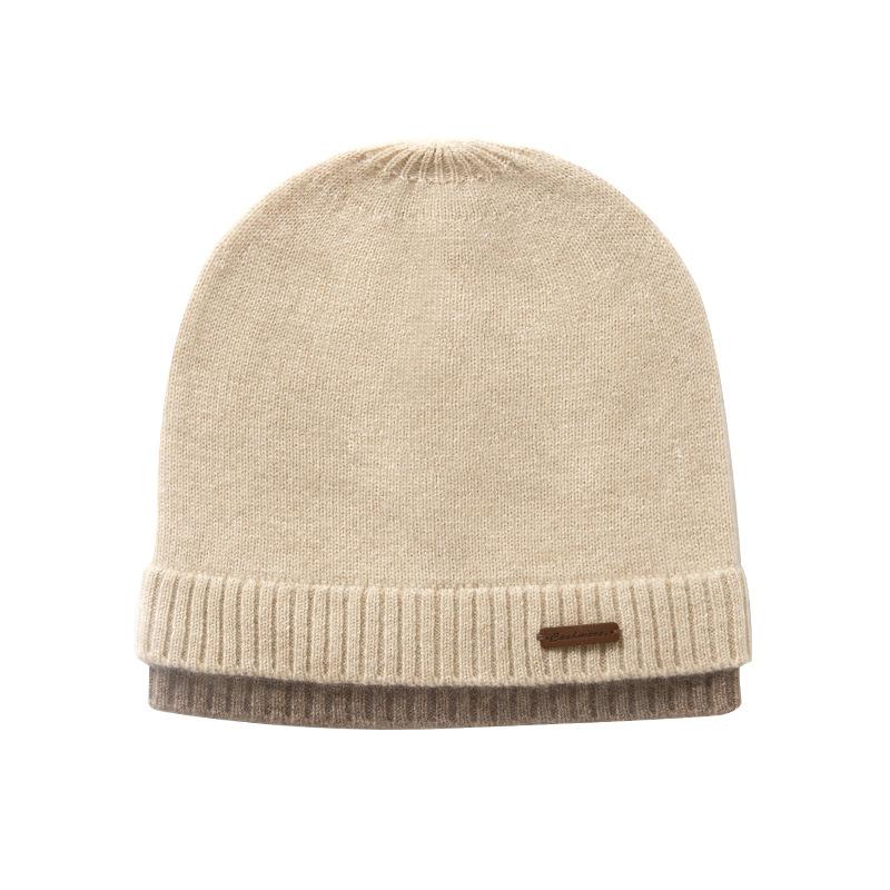 A New High End Double Layer Color Blocked Knitted Warm and Fashionable Casual Hat for Women