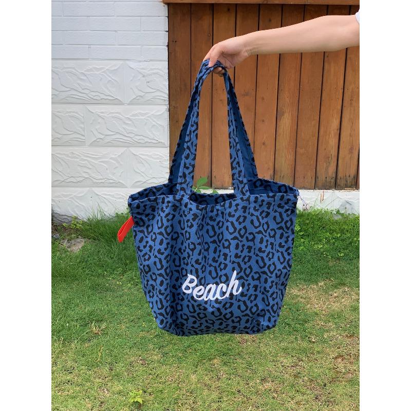 Leopard Print Canvas Tote Bag, Large Capacity Women s Shoulder Shopping Ba