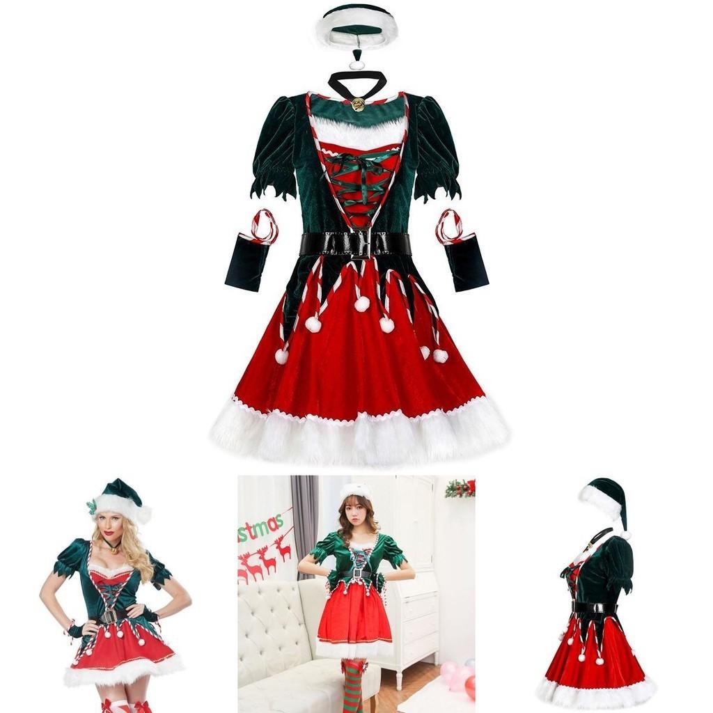 Festive Short Sleeve Santa's Helper Costume With Soft Touch Velvet Material