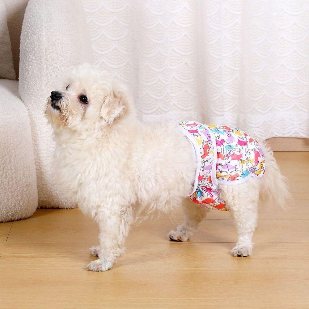 Portable Leak Proof Pet Dog Diaper Breathable Adjustable Dog Physiological Pant Reusable Cartoon Dog Polite Belt Dog